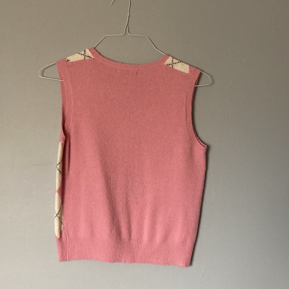 Point Zero Nicole Benisti  pink and white diamond pattern sweater vest - Picture 2 of 6